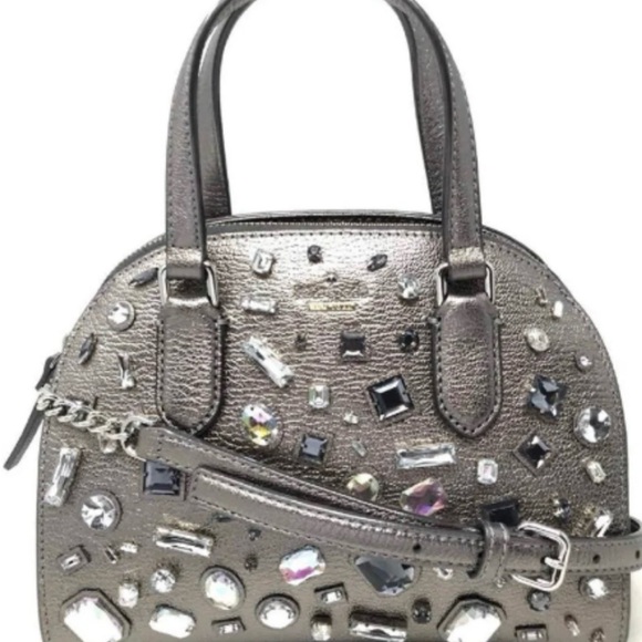 kate spade New York Mini Riley Laurel Way Embellished Gunmetal Satchel Bag - Picture 2 of 6